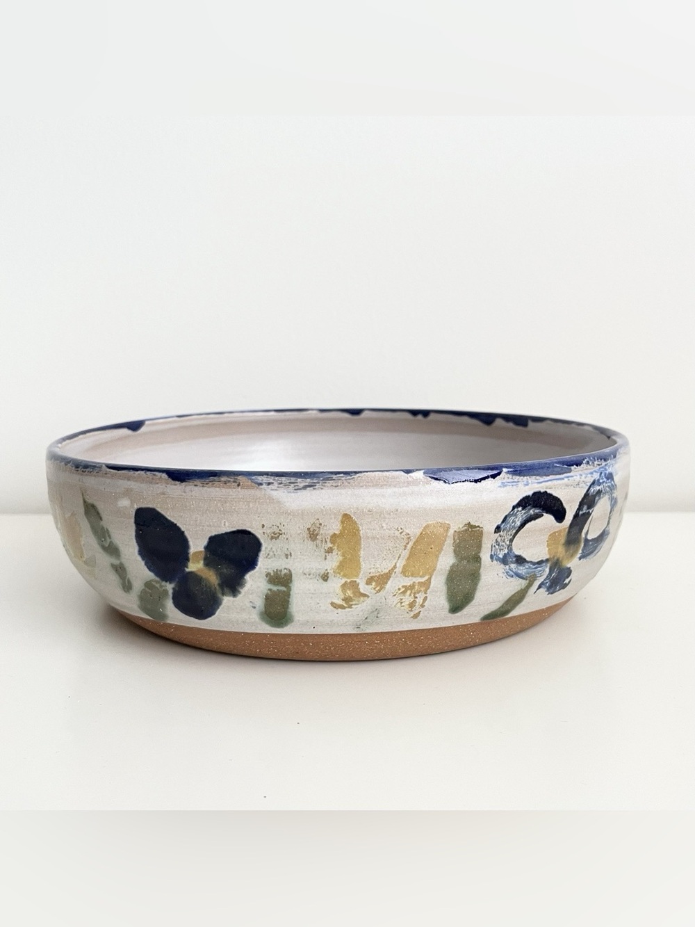 Vintage Handmade Ceramic Serving Bowl Pasta Salad Rustic European Countryside - Picture 2 of 7